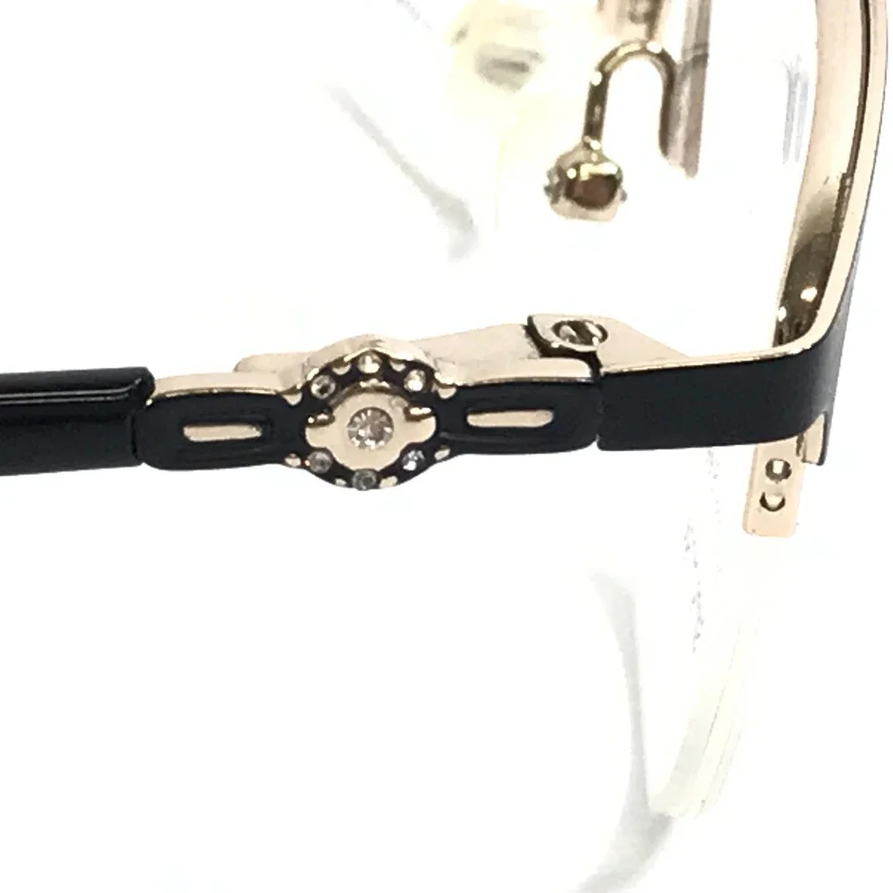 Serafina Eyewear Eyeglasses Frames ANYA BLACK Gold Cat Eye Half Rim 51-16-140